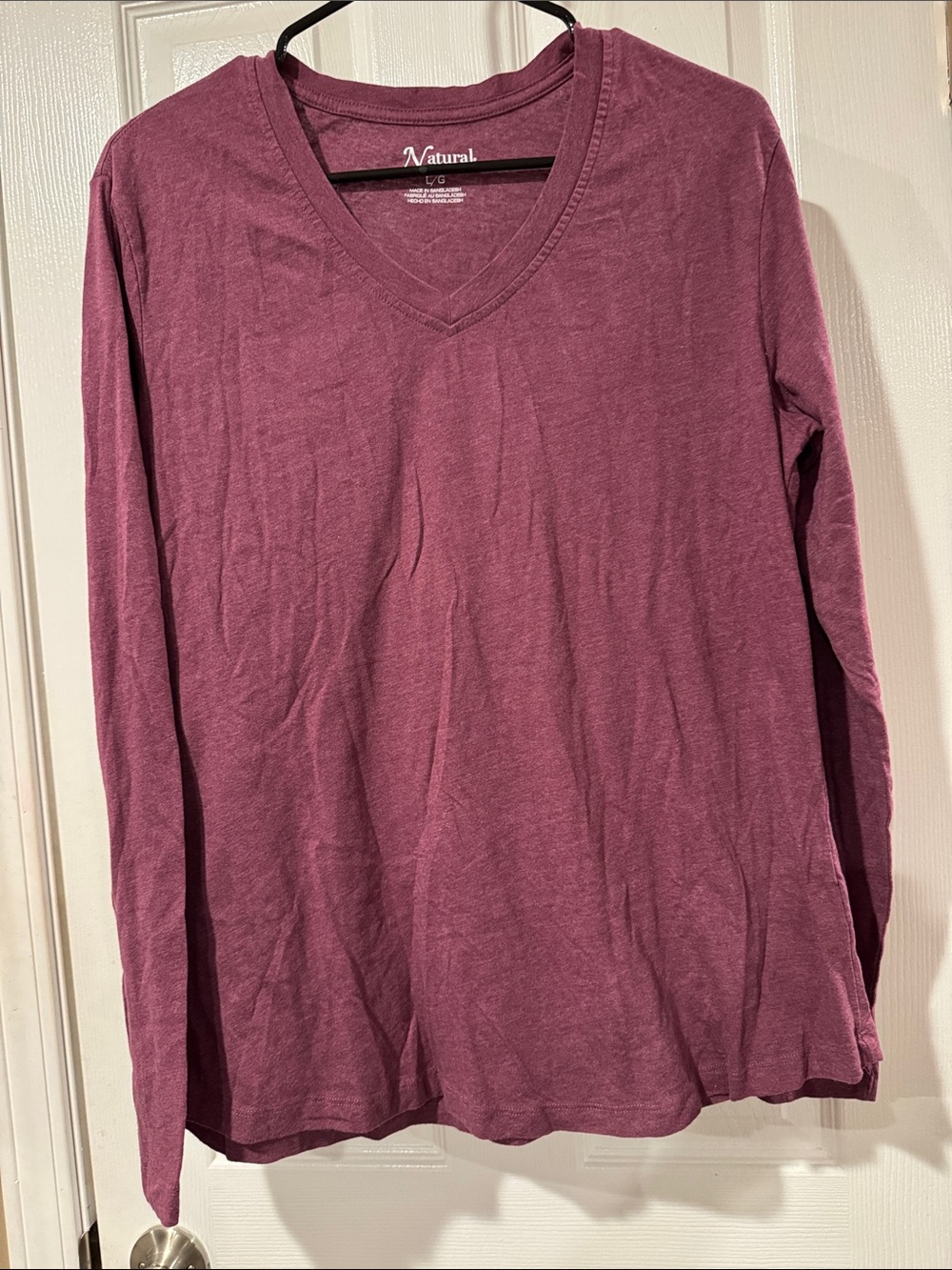 Natural Reflections Women's V-Neck Long Sleeve Top - Plum